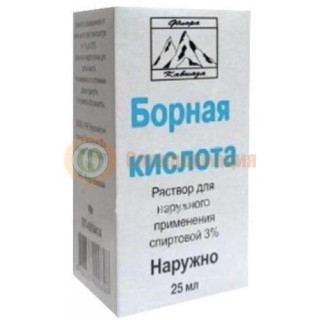 Борная кислота раствор для местного применения спиртовой 3% 25мл