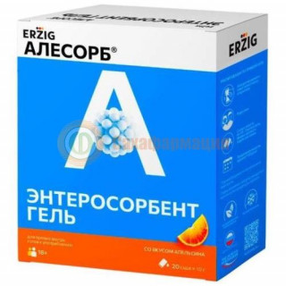 Алесорб энтеросорбент эрциг гель для приема внутрь 10г №20 апельсин