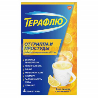 Терафлю от гриппа и простуды порошок для приготовления раствора для приема внутрь 22,1 №4 лимон