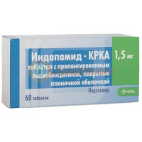 Индапамид-крка таблетки покрытые пленочной оболочкой с пролонгированным высвобождением 1,5мг №60