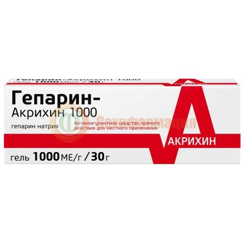 Гепарин-акрихин 1000 гель для наружного применения 1тыс.ме/г 30г