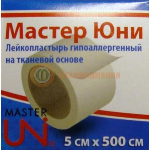 Мастер юни лейкопласт. 5х500см. ткан. катушка карт.уп. [master uni]