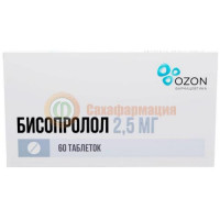 Бисопролол таблетки покрытые пленочной оболочкой 2.5мг №60